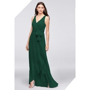 Ruffle-Trim Chiffon Faux-Wrap Dress